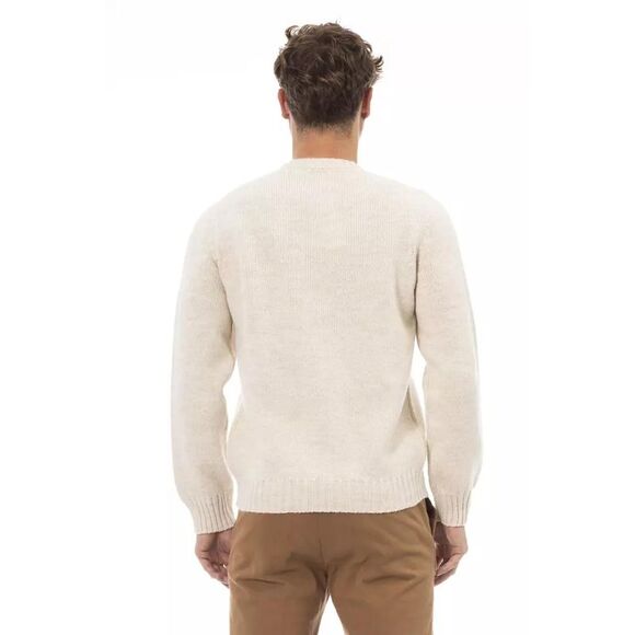 Alpha Studio Classic Knit Crew Neck Sweater Men Beige - Picture 3 of 3